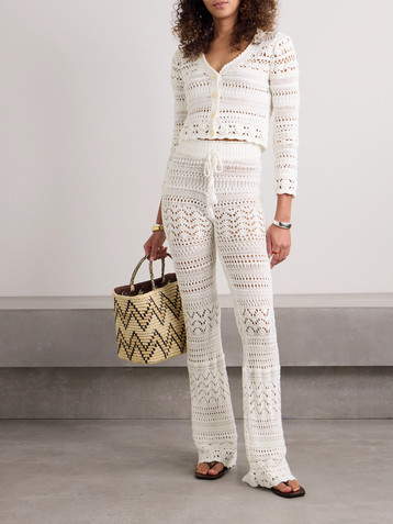 LoveShackFancy Fosta crocheted cotton flared pants