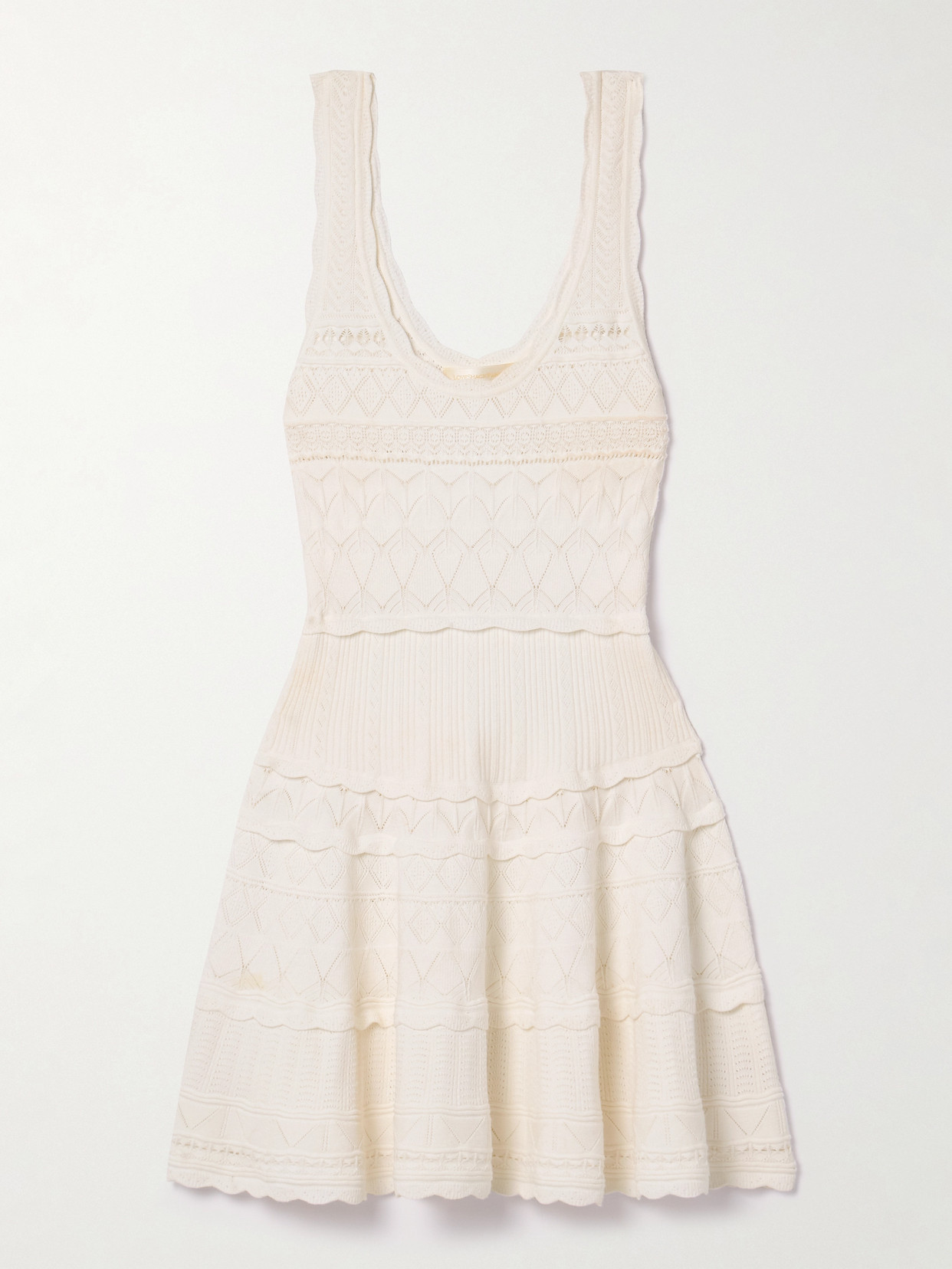 Loveshackfancy Ronelle Sleeveless Embroidered Scoop-neck Mini Dress In White