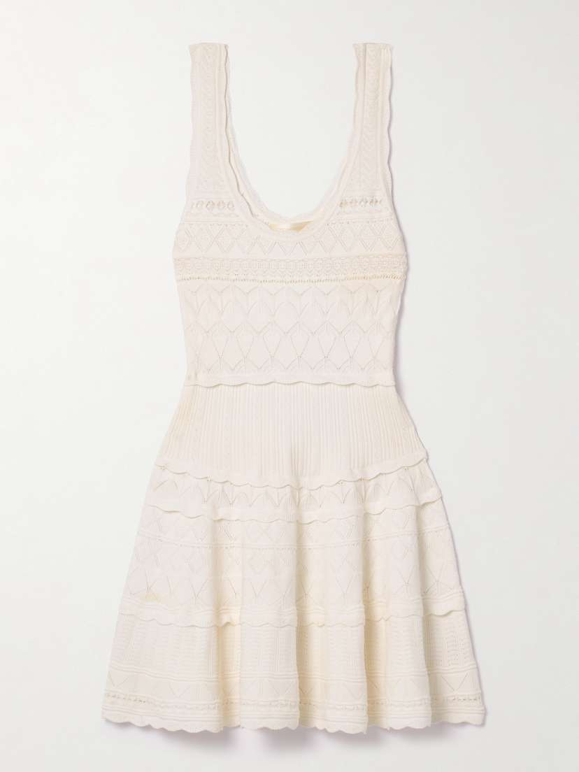 LoveShackFancy Ronelle Pointelle-knit Mini Dress - x large