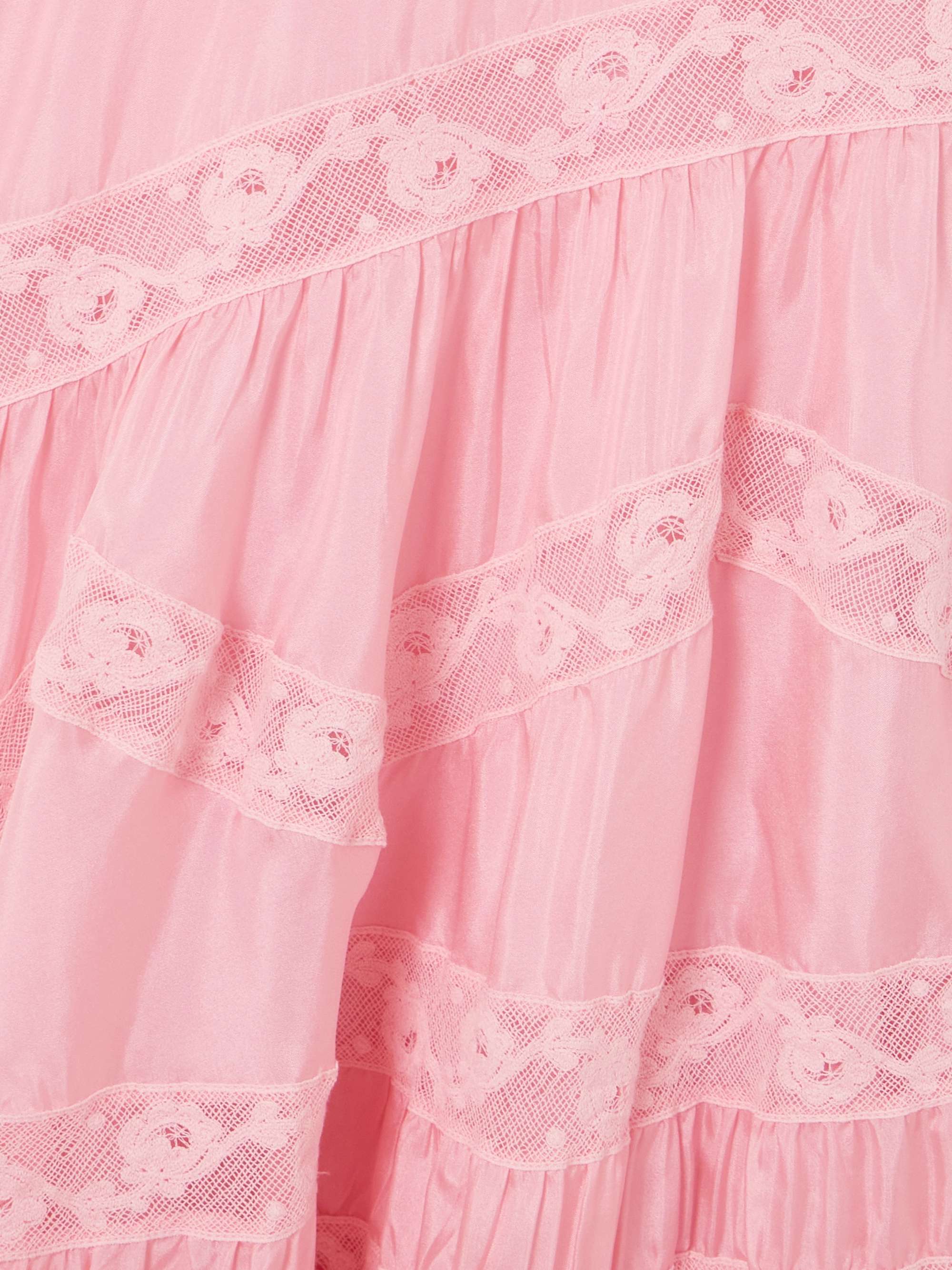 LOVESHACKFANCY Idalia lacetrimmed tiered silksatin maxi dress NETA