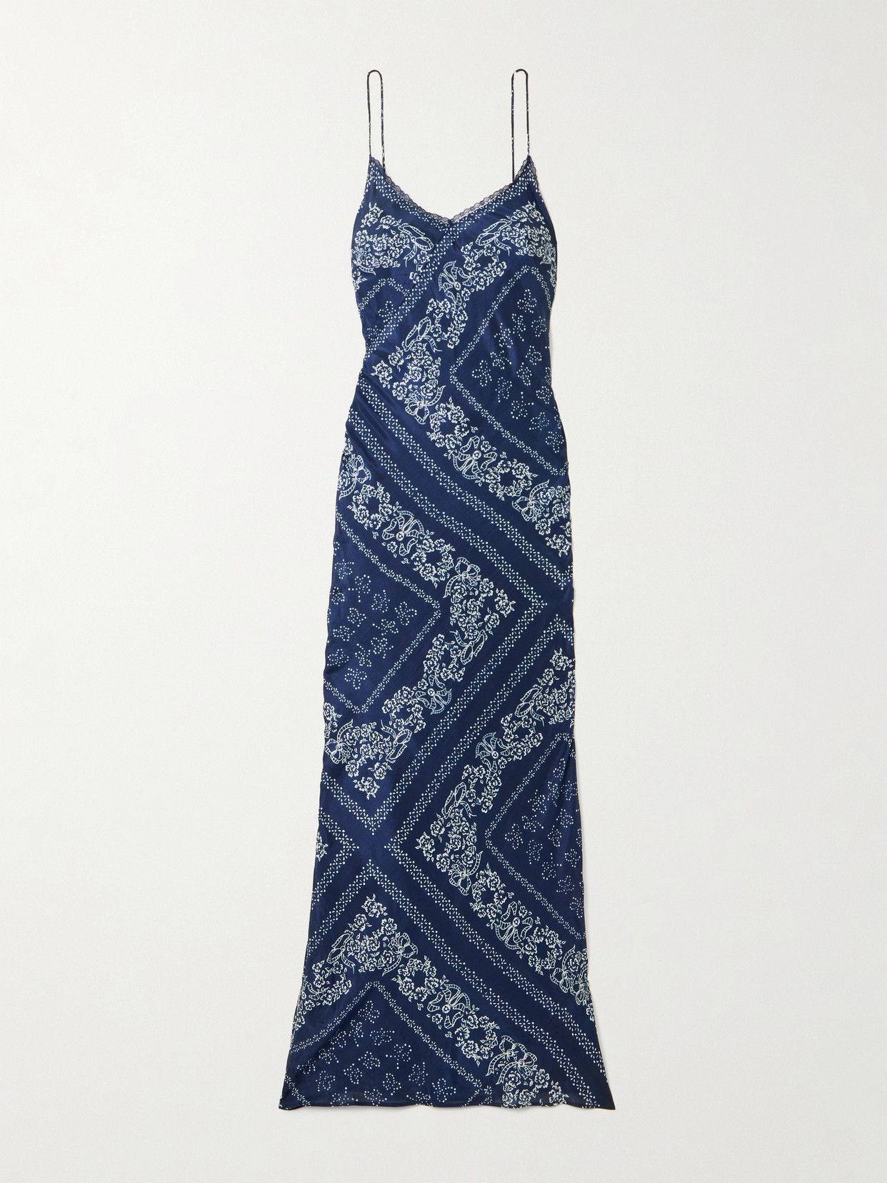LoveShackFancy - Deyo Lace-trimmed Printed Silk-habotai Maxi Dress - Blue