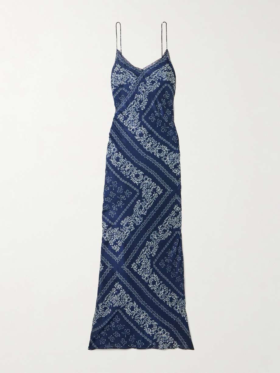 deyo lace-trimmed printed silk-habotai maxi dress