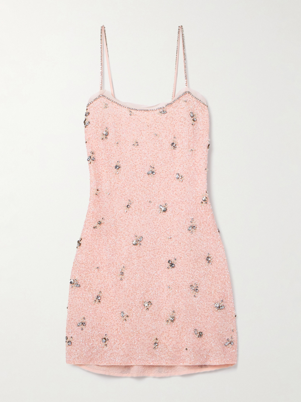 LoveShackFancy - Windson Chiffon-trimmed Embellished Crepe Mini Dress - Pink