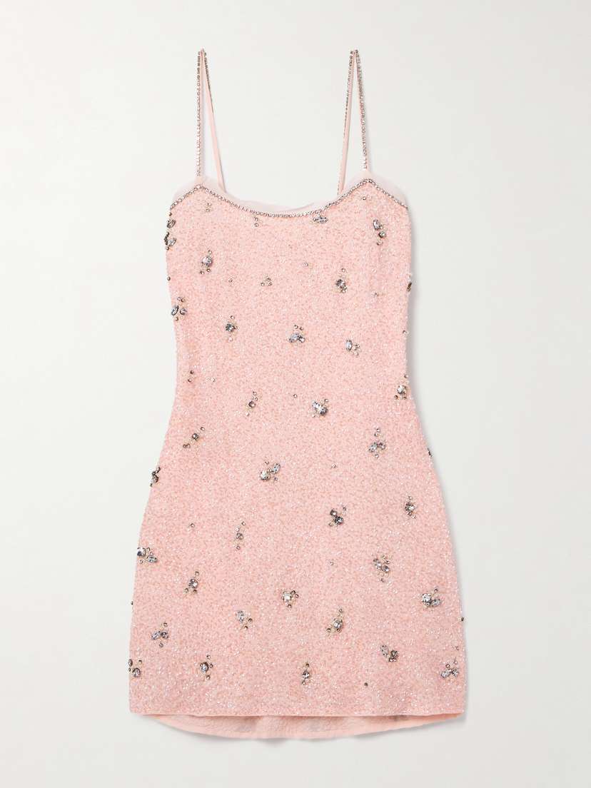 LoveShackFancy Windson Chiffon-trimmed Embellished Crepe Mini Dress - US00