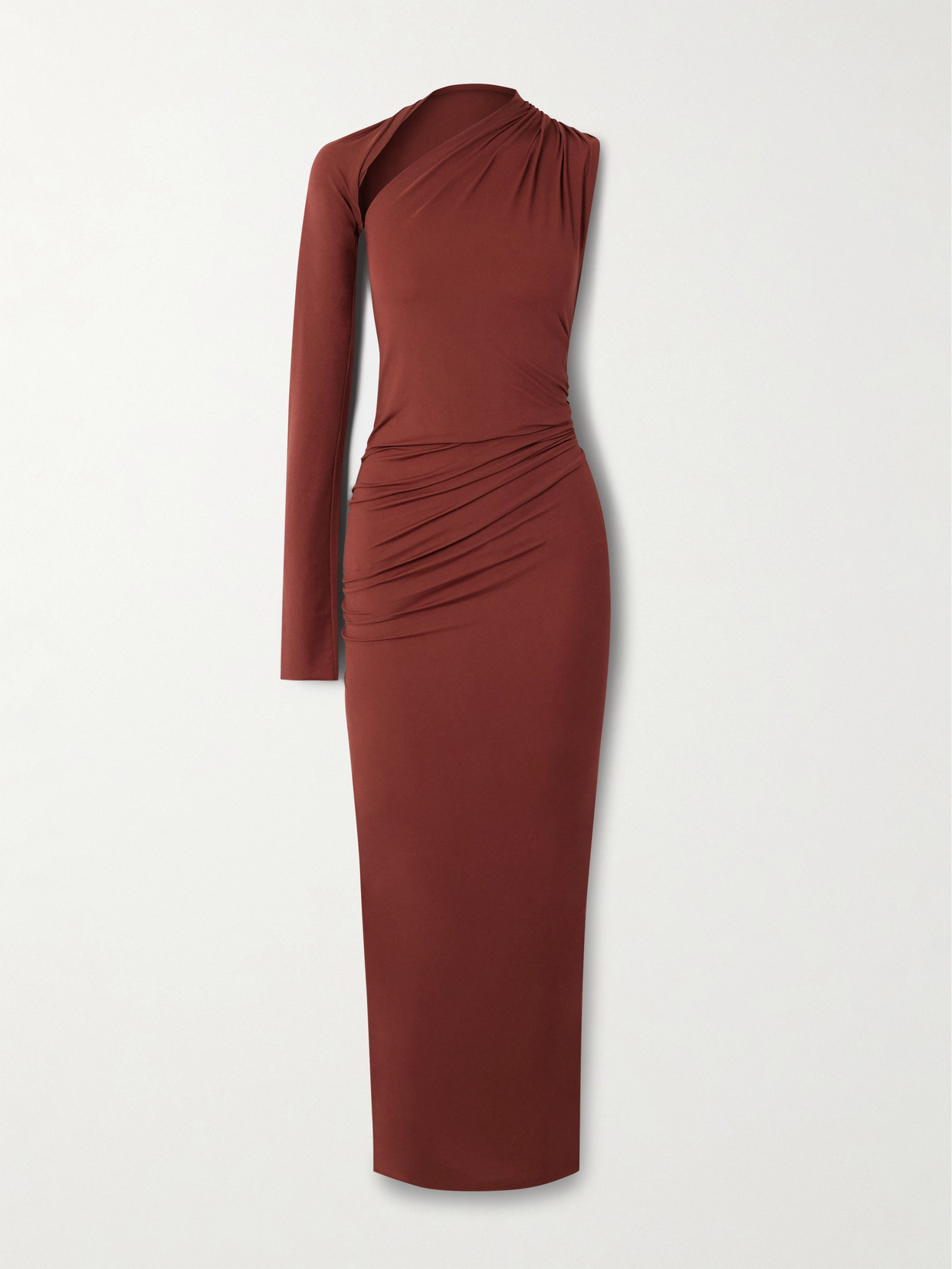 Cortana Babar Asymmetric Stretch-jersey Midi Dress In Red