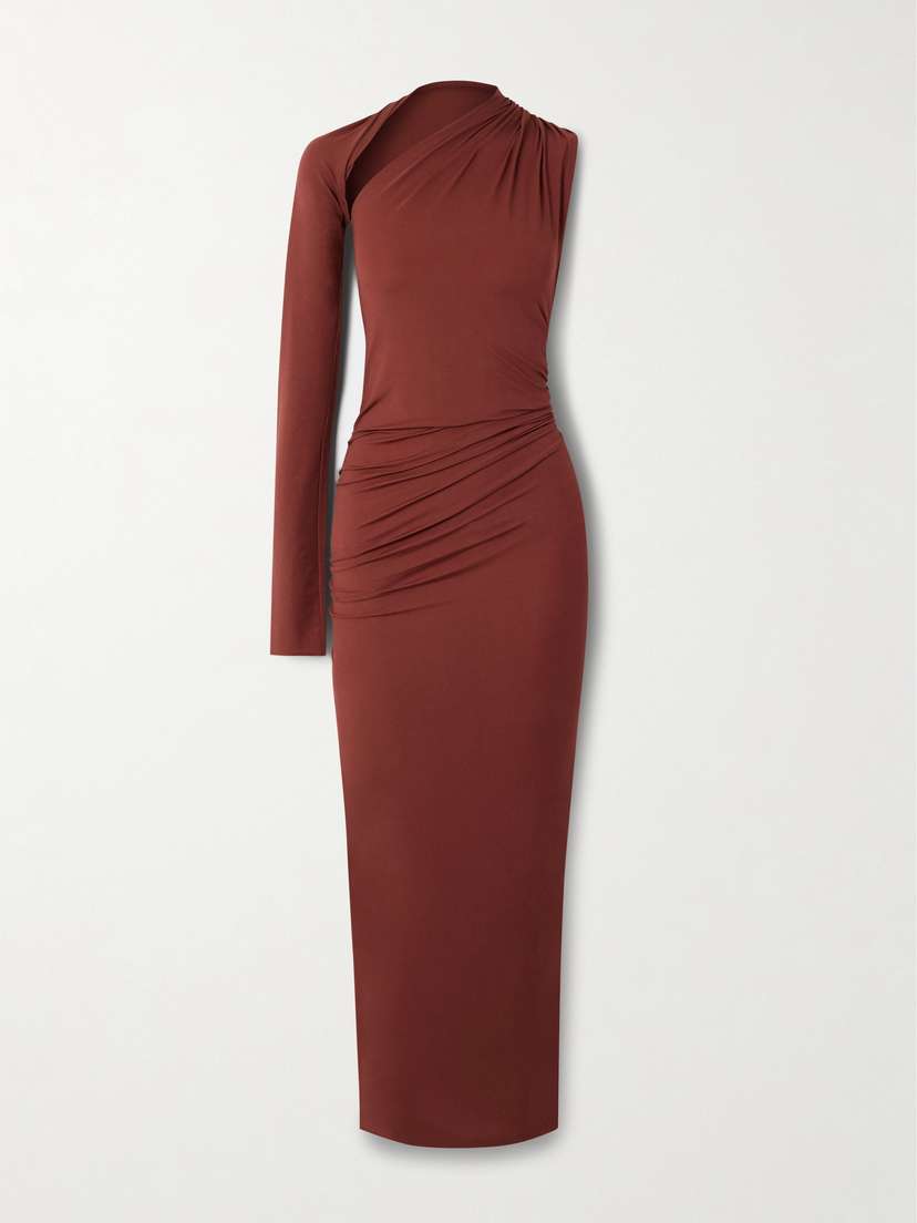 Cortana Babar Asymmetric Stretch-jersey Midi Dress