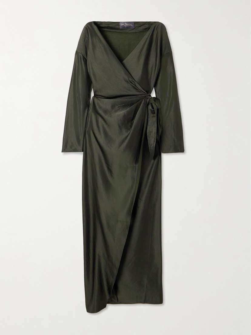 Cortana Gloria Dupioni Maxi Wrap Dress