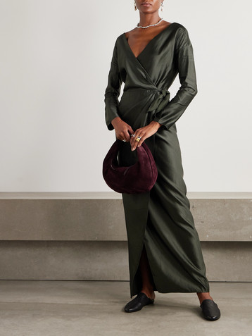 Cortana Gloria dupioni maxi wrap dress