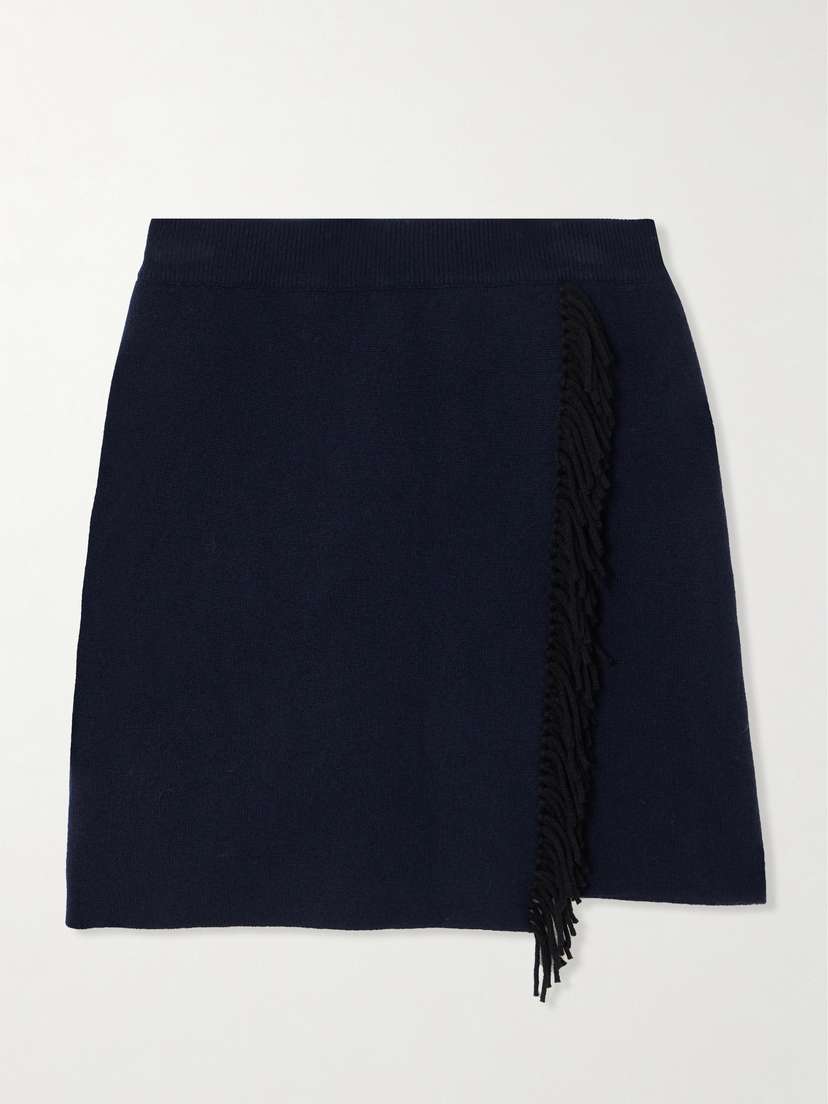 Lisa Yang Mette Fringed Wrap-effect Cashmere Mini Skirt