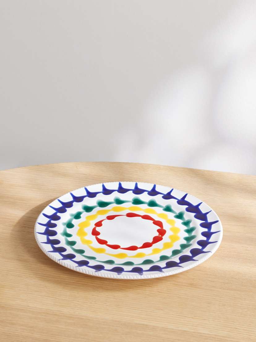 Aquazzura Casa Ric Rac Set Of Two Printed Earthenware Dinner Plates