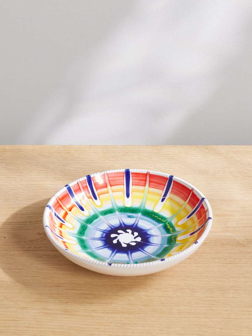 Aquazzura Casa Ric Rac Set Of Two Printed Porcelain Soup Plates