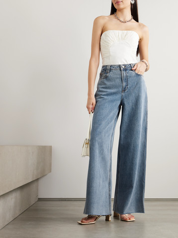 Aje Outline frayed high-rise wide-leg jeans