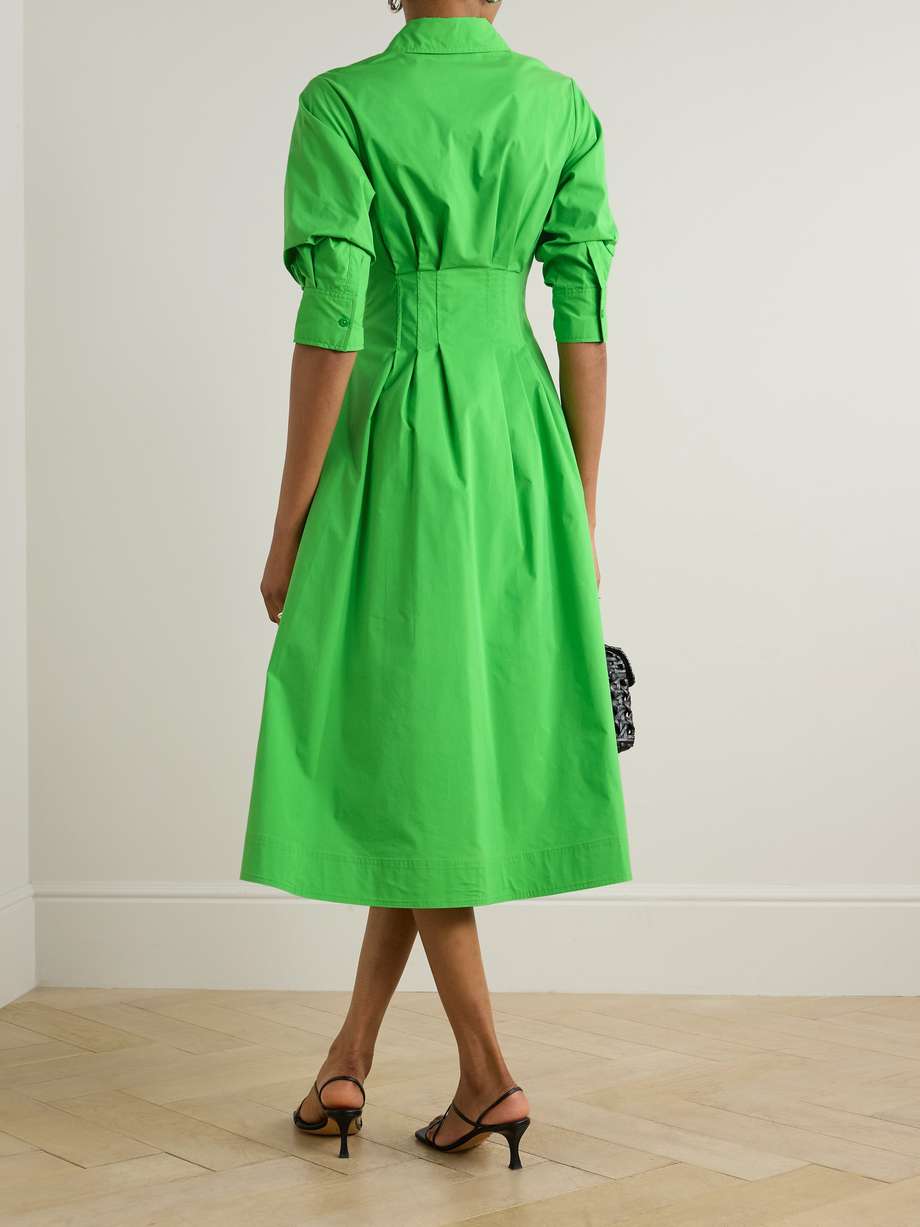 Jazz Pleated Poplin Midi Shirt Dress