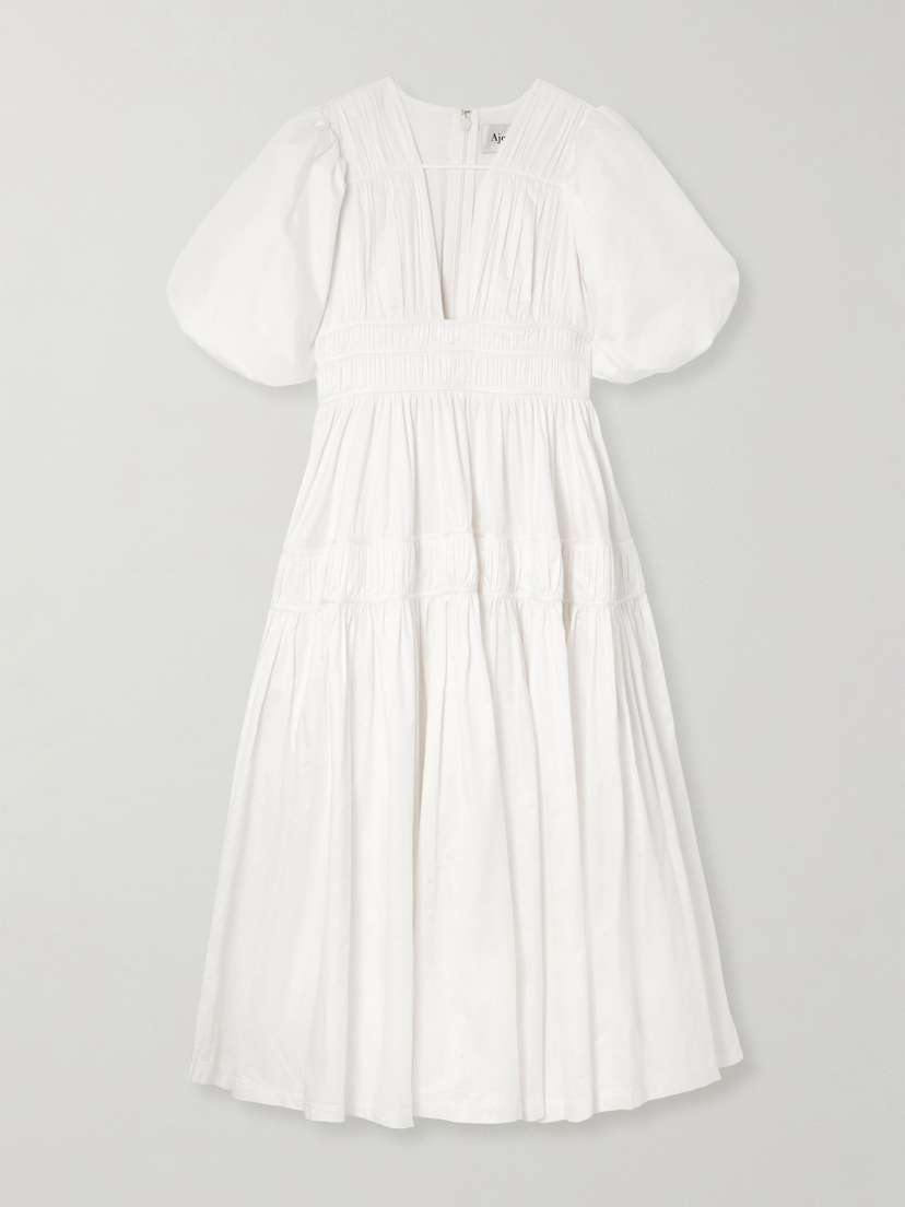 Aje Fallingwater Tiered Gathered Cotton-poplin Midi Dress