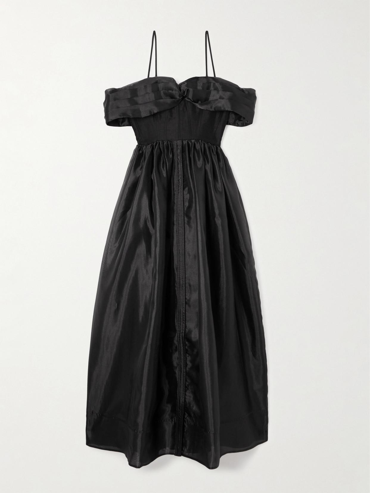 Aje Cordelia Cold-shoulder Taffeta Gown In Black