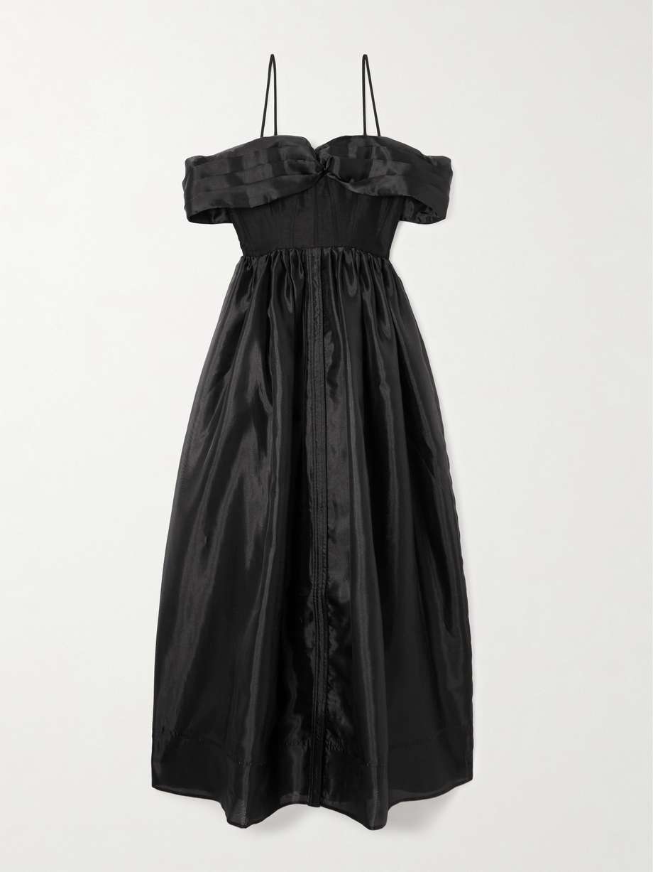 cordelia cold-shoulder taffeta gown