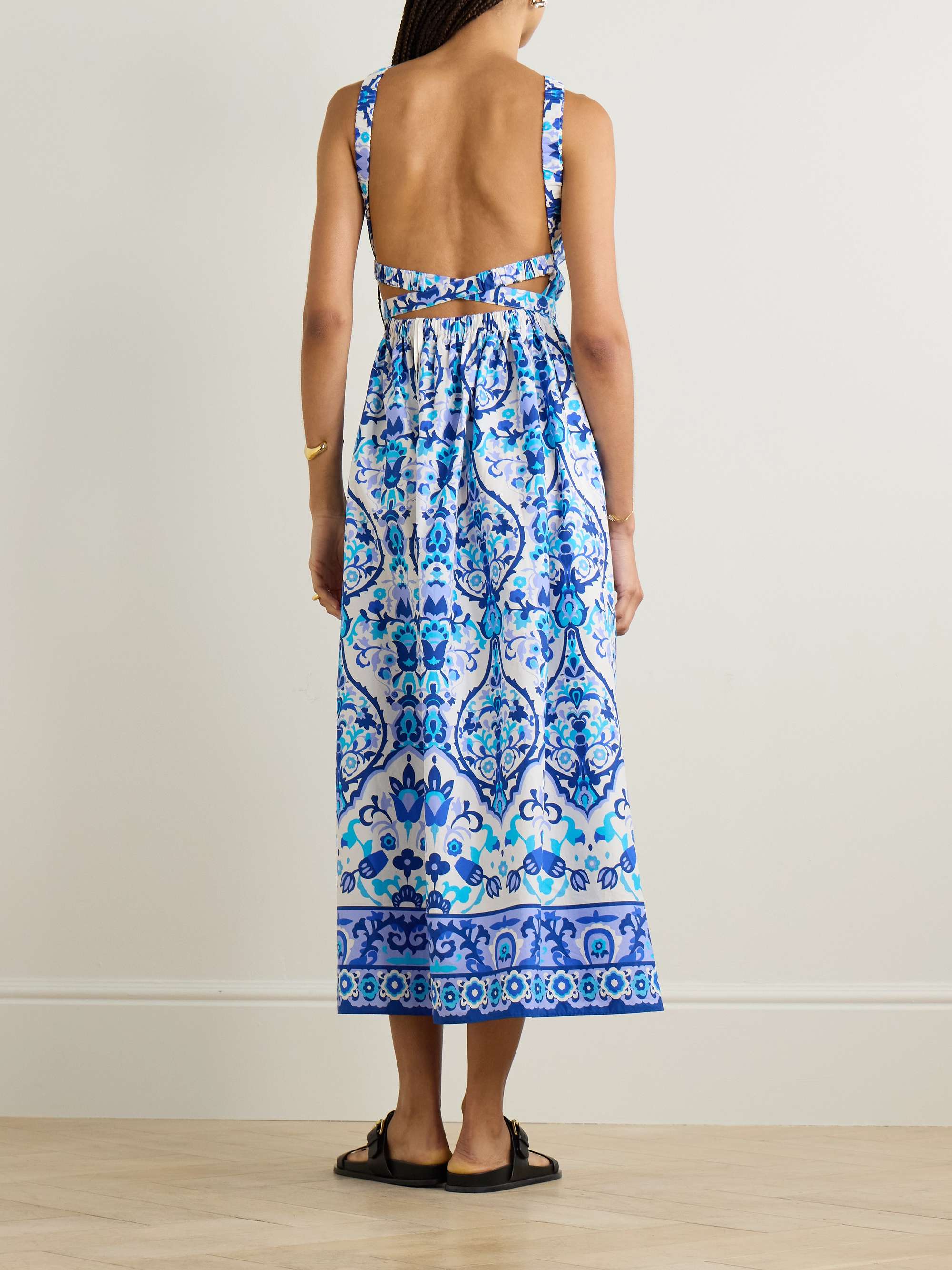 CARA CARA Colomba open-back floral-print cotton-poplin maxi dress