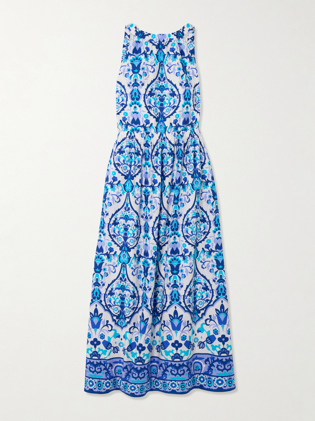 Cara Cara - Colomba Open-back Floral-print Cotton-poplin Maxi Dress - Blue