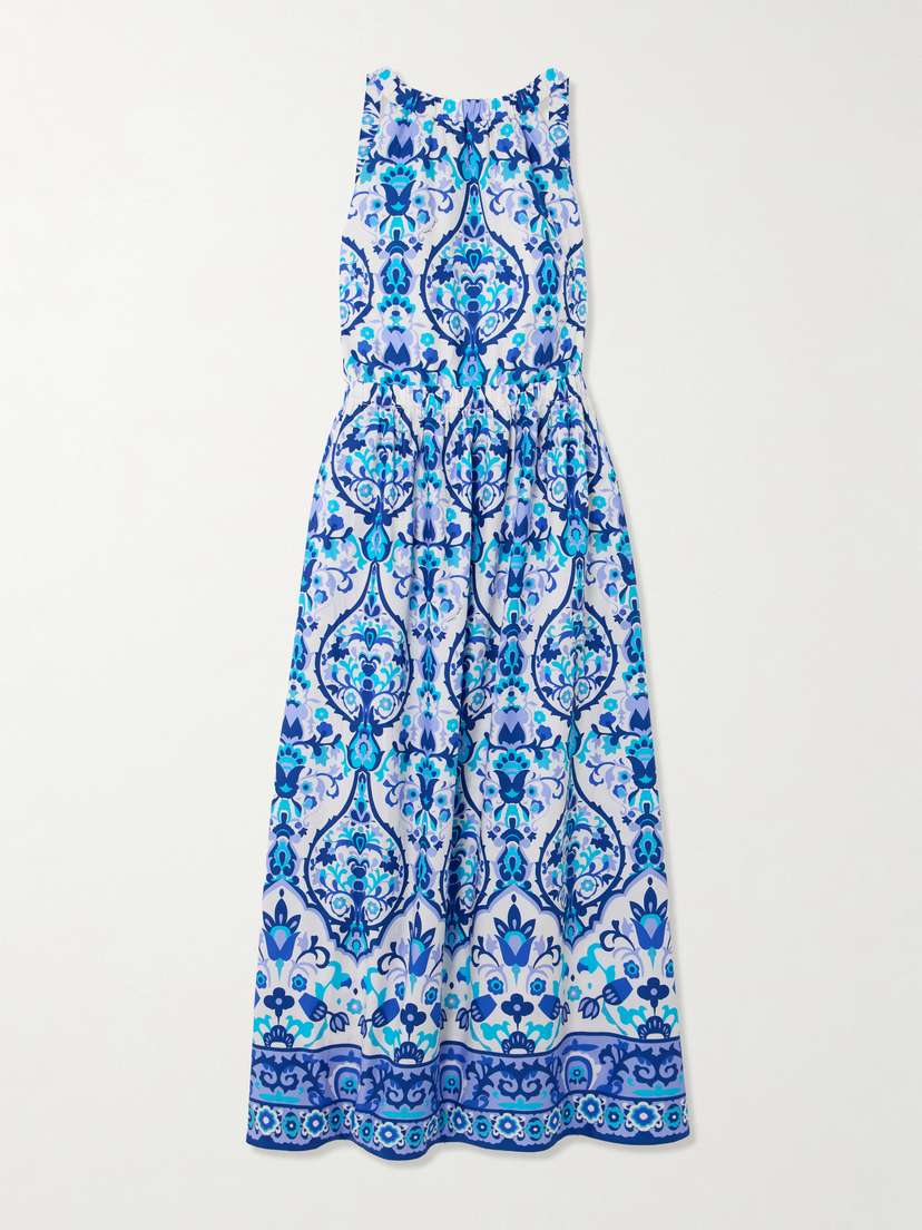 Cara Cara Colomba Open-back Floral-print Cotton-poplin Maxi Dress