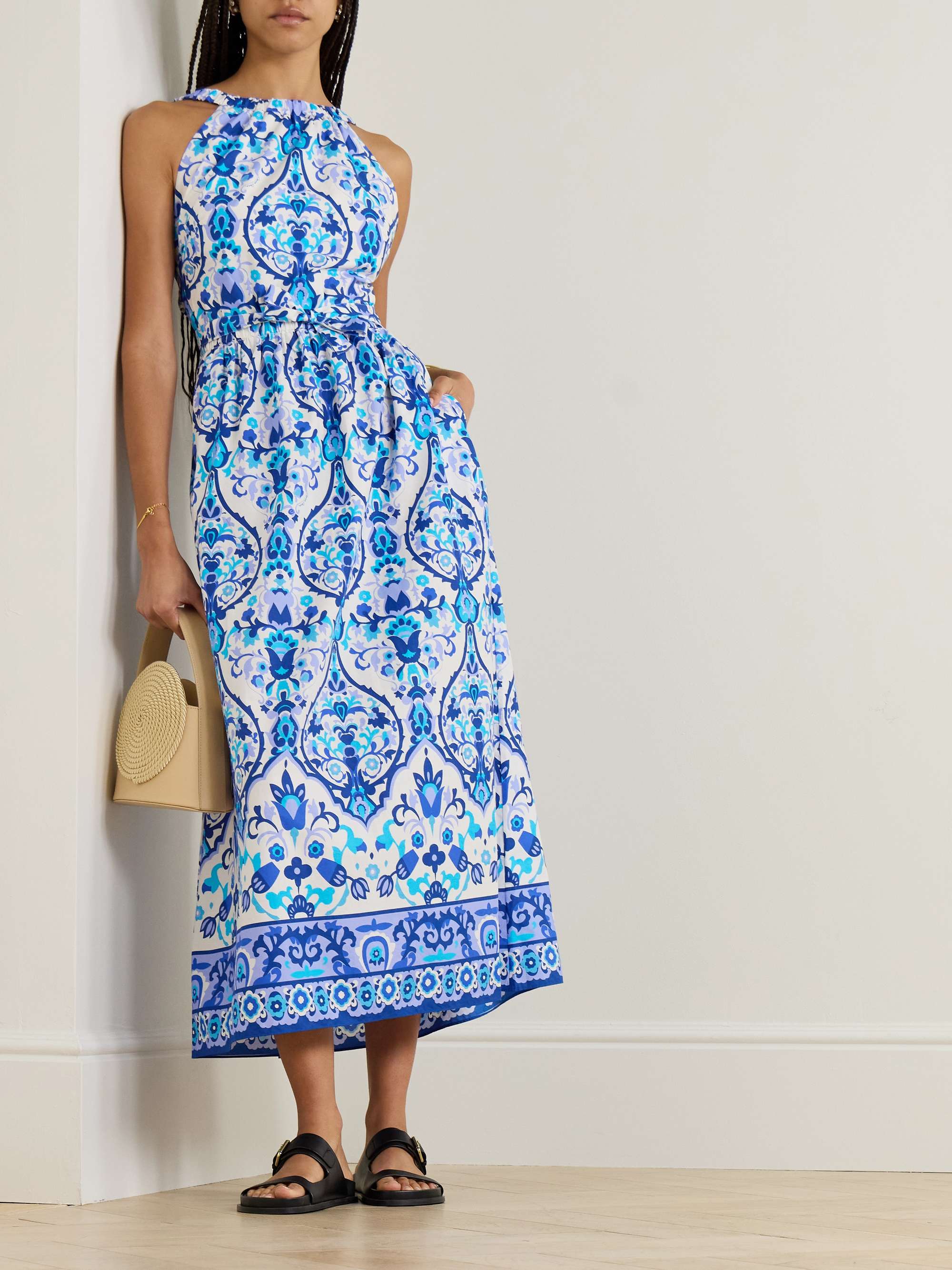 CARA CARA Colomba open-back floral-print cotton-poplin maxi dress