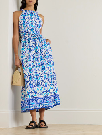 Cara Cara Colomba open-back floral-print cotton-poplin maxi dress