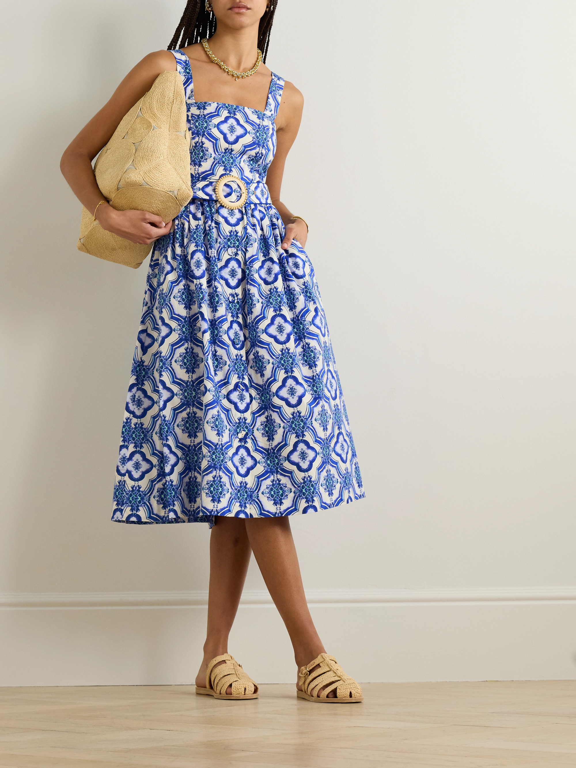 Cara Cara Candace printed cotton-poplin midi dress thumbnail