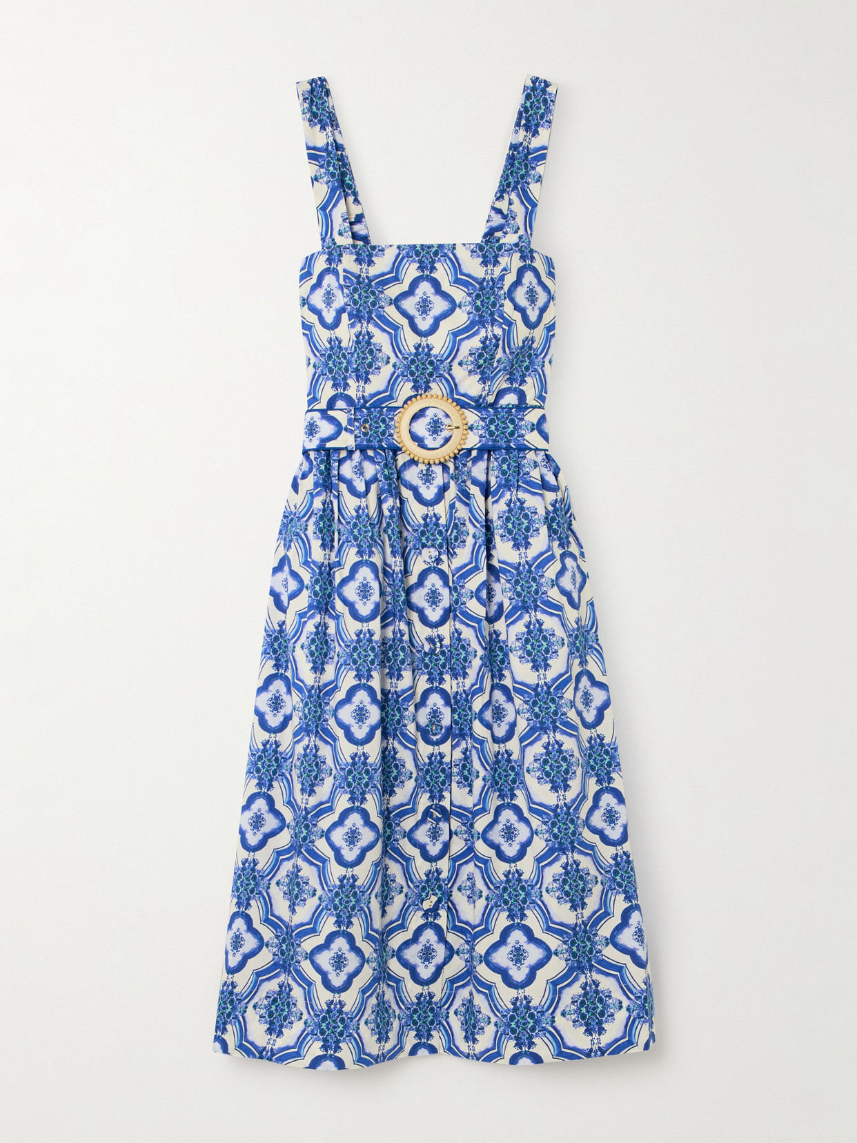 Cara Cara Candace Printed Cotton-poplin Midi Dress In Blue