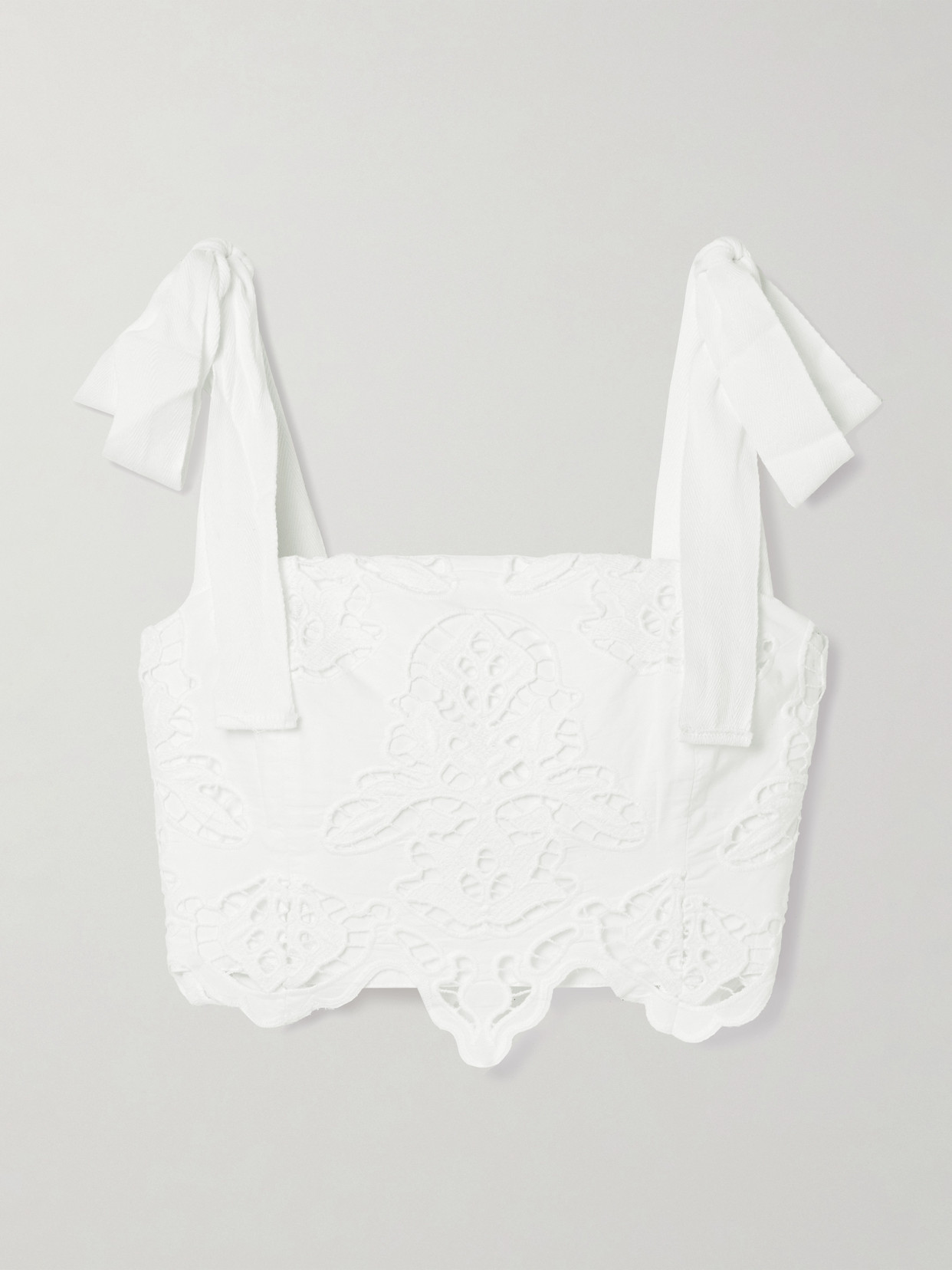 Cara Cara Shilo Cropped Broderie Anglaise Cotton Top In White