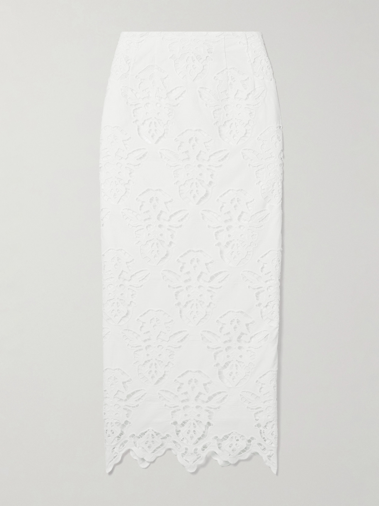 CARA CARA SIENNA BRODERIE ANGLAISE COTTON-POPLIN MIDI SKIRT