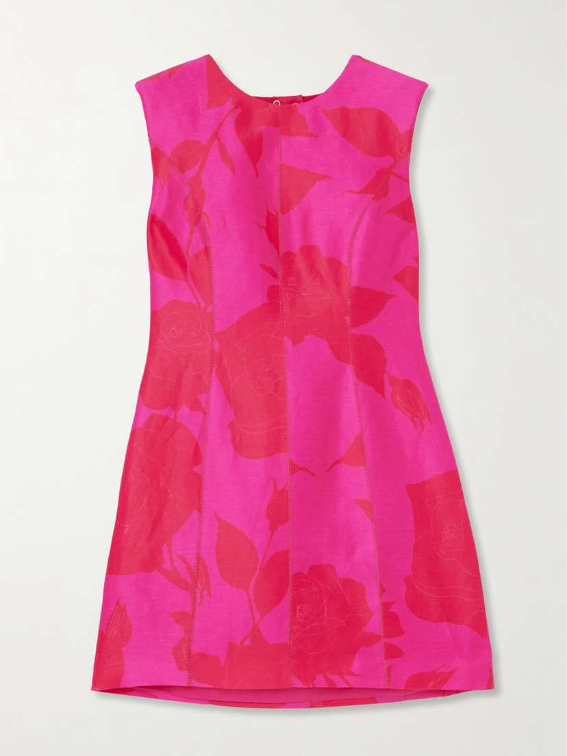 Aje Cove Pendant Open-back Floral-print Linen-blend Mini Dress