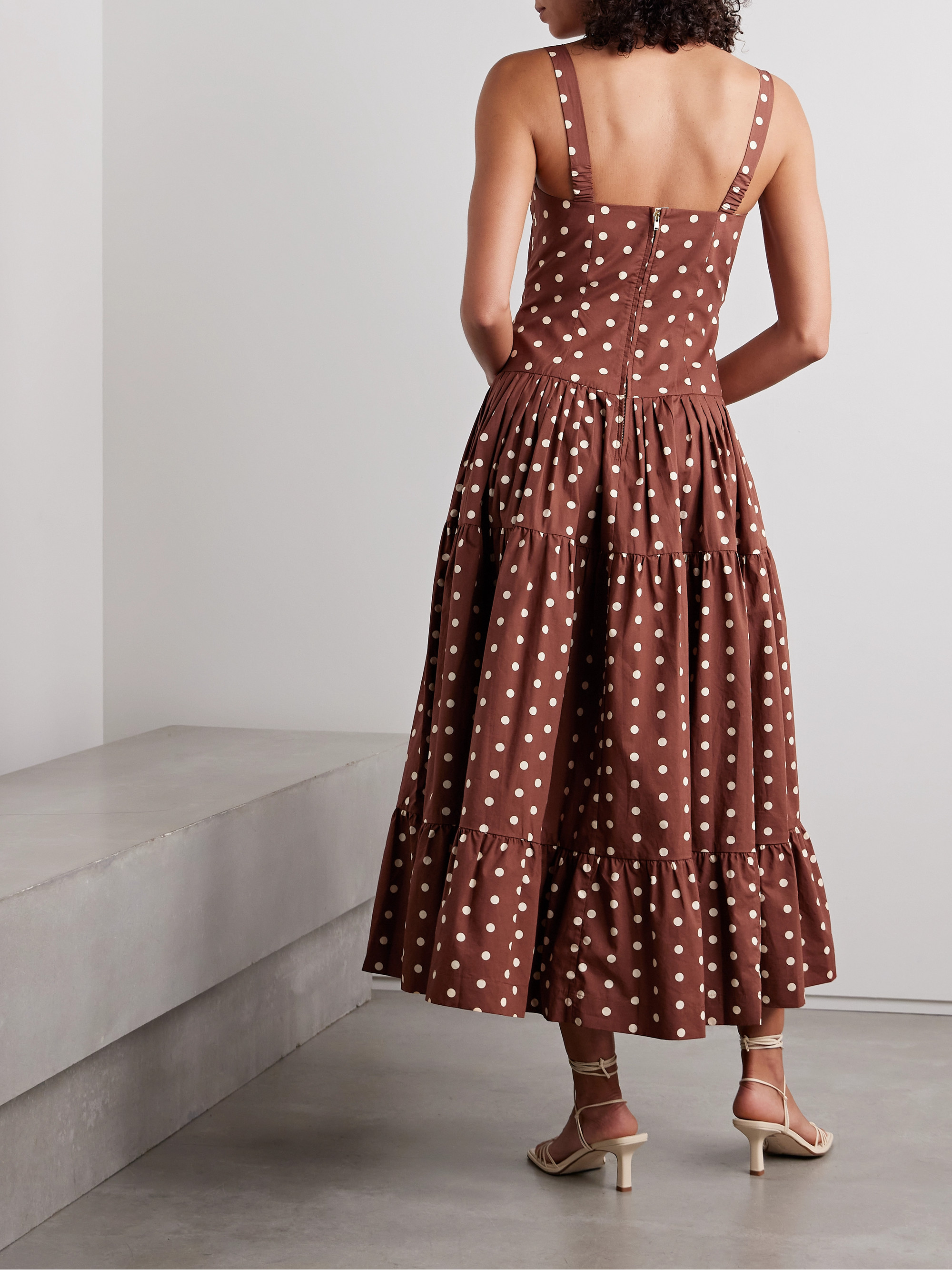 Cara Cara Santiago tiered polka-dot cotton-poplin midi dress thumbnail