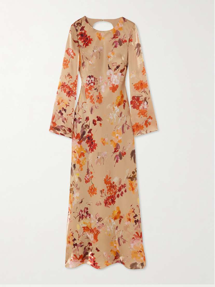 Aje Transept Floral-print Satin Maxi Dress