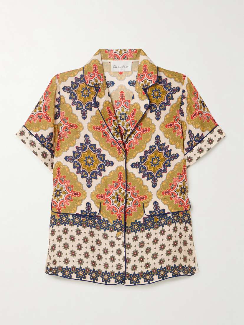 Cara Cara Portofino Printed Satin-twill Shirt - xx small
