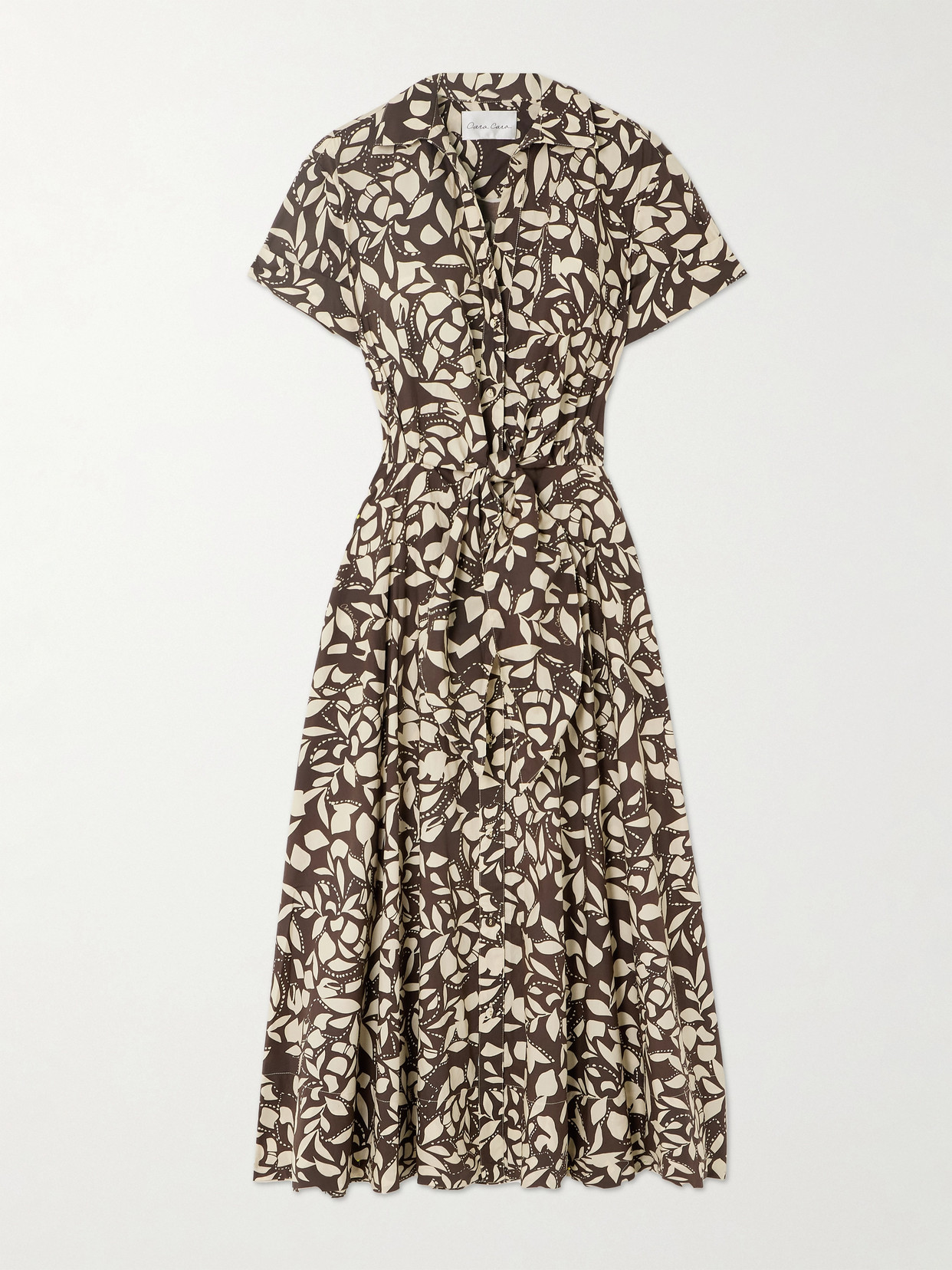 Cara Cara Asbury Tie-detailed Printed Cotton-poplin Midi Shirt Dress In Multi