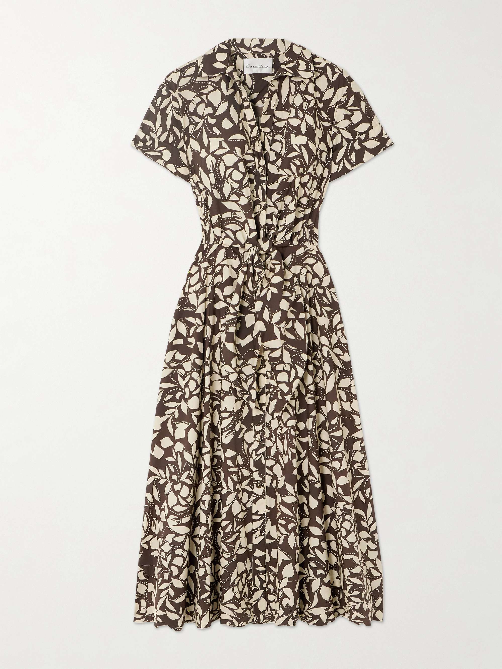 CARA CARA Asbury tiedetailed printed cottonpoplin midi shirt dress