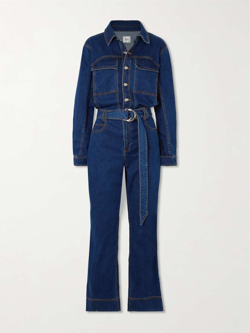 Aje Neo Belted Denim Jumpsuit - UK 14