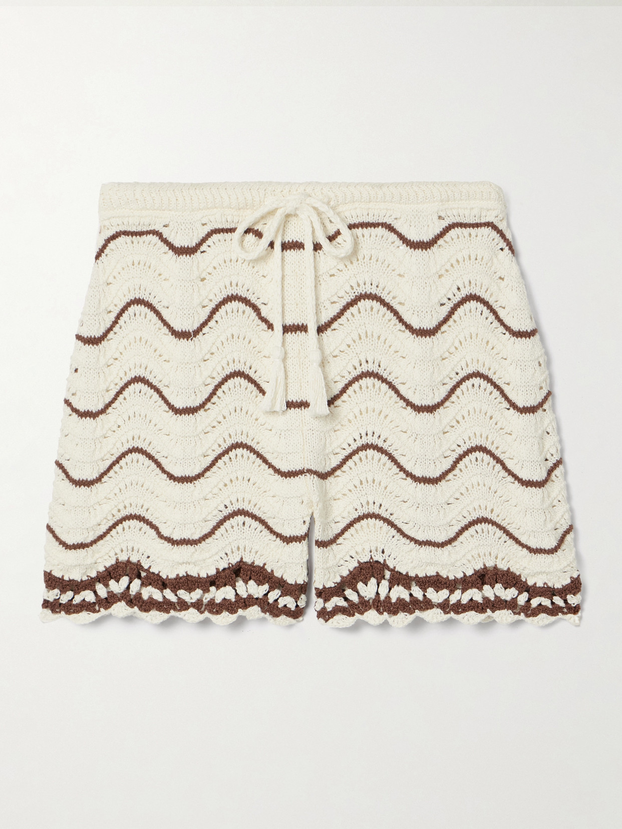Cara Cara - Aicha Striped Knitted Cotton Shorts - Brown