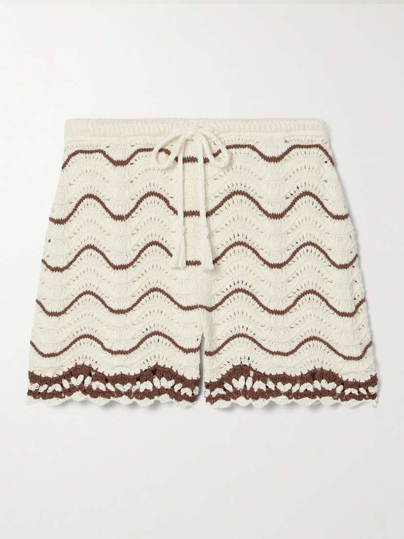 Cara Cara Aicha Striped Knitted Cotton Shorts
