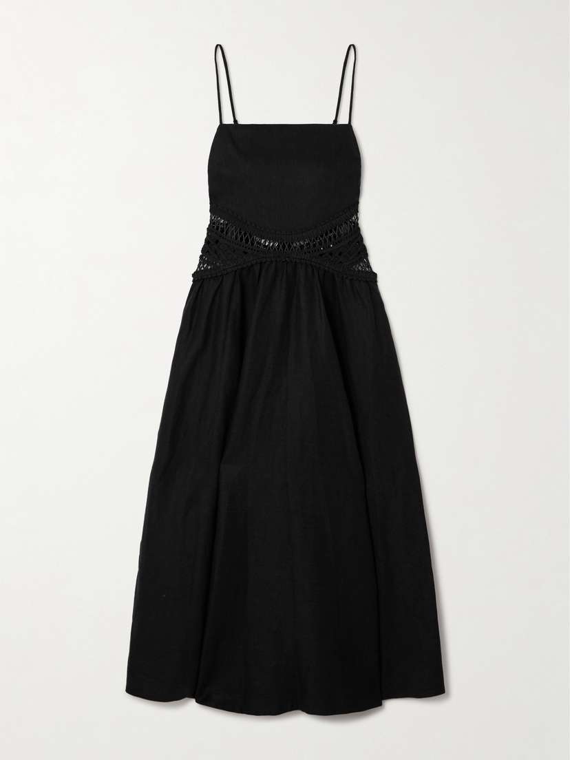Simkhai Malena Embroidered Linen-blend Midi Dress