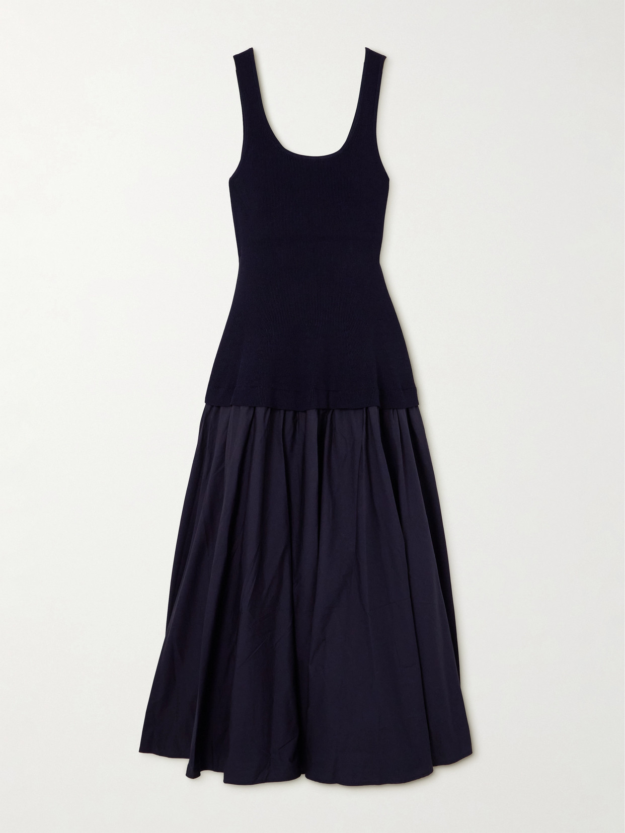 SIMKHAI - Silas Ribbed-knit And Cotton-poplin Midi Dress - Blue