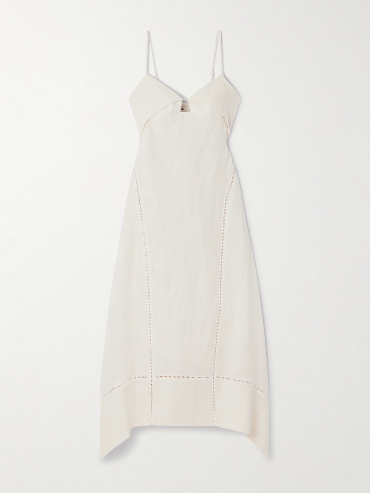 Simkhai Val Cut-out Embroidered Linen Midi Dress In White