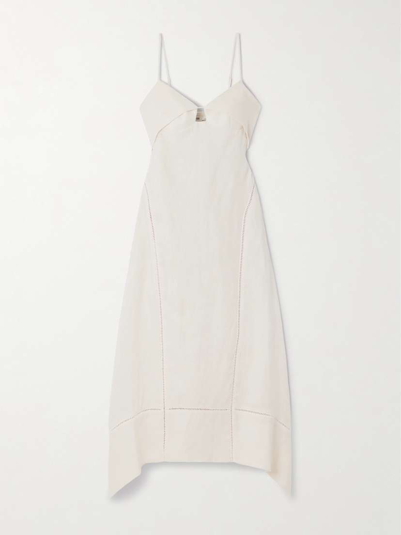 Simkhai Val Cut-out Embroidered Linen Midi Dress