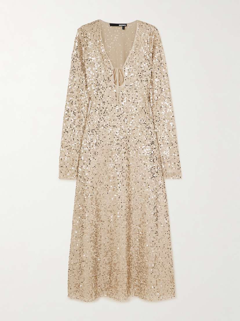 Rotate Birger Christensen Sequined Recycled-tulle Midi Dress