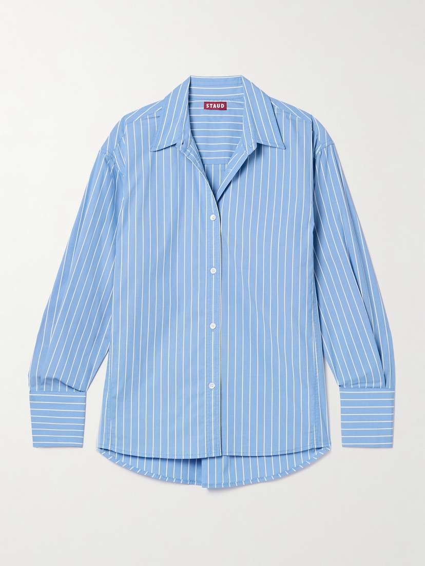 Staud Kelly Striped Cotton-blend Poplin Shirt