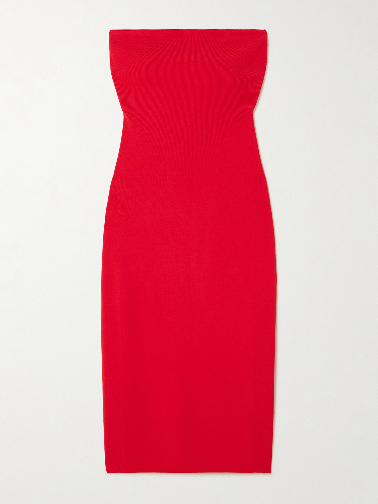 Staud Canna Strapless Stretch-jersey Midi Dress In Red