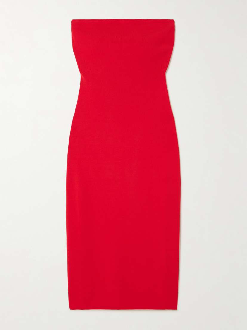 Staud Canna Strapless Stretch-jersey Midi Dress