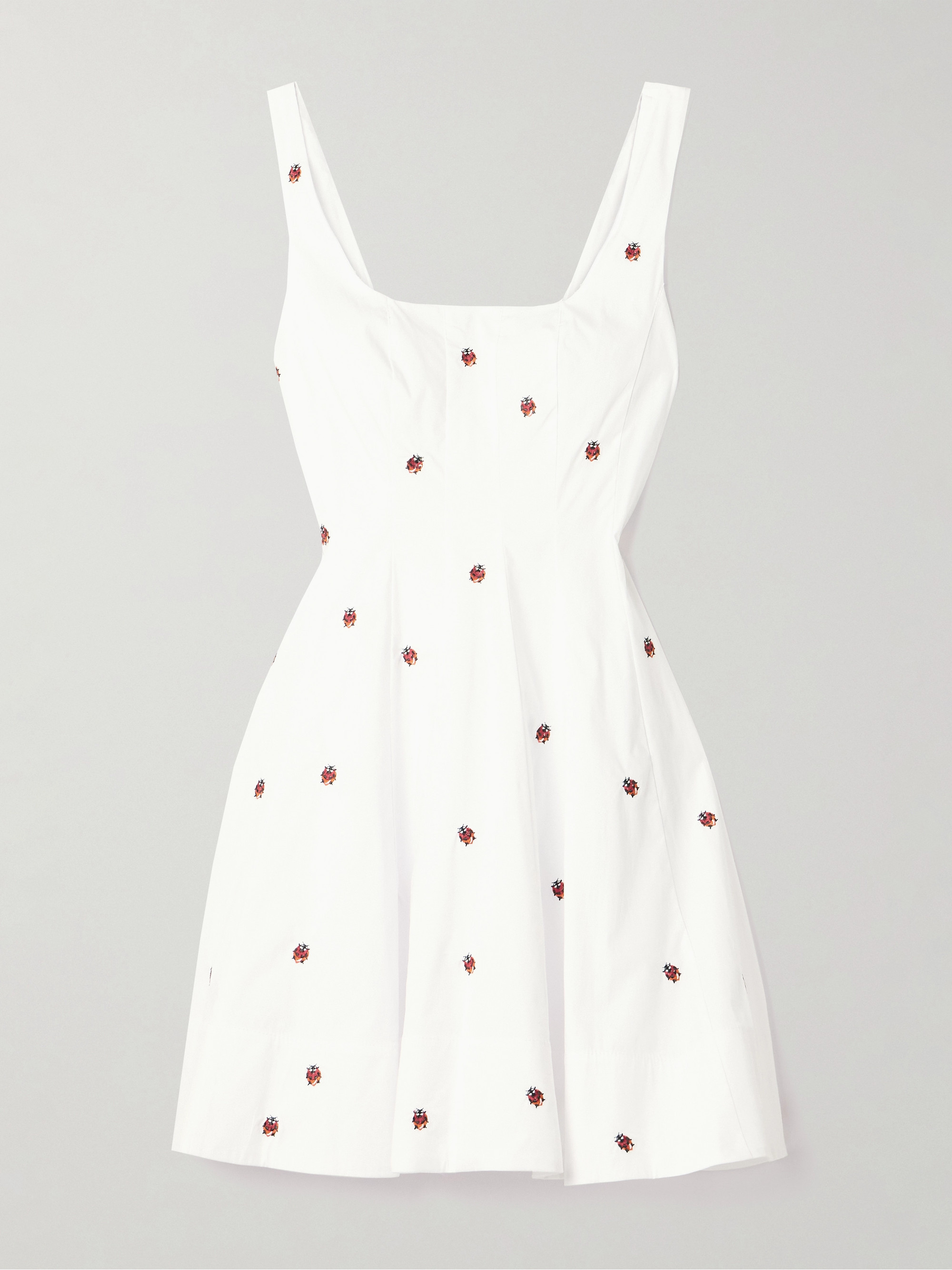 Staud Wells pleated embroidered cotton-blend poplin mini dress thumbnail