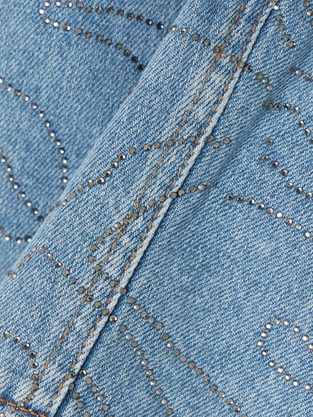 Rotate Birger Christensen Cropped Sequined Denim Top In Blue