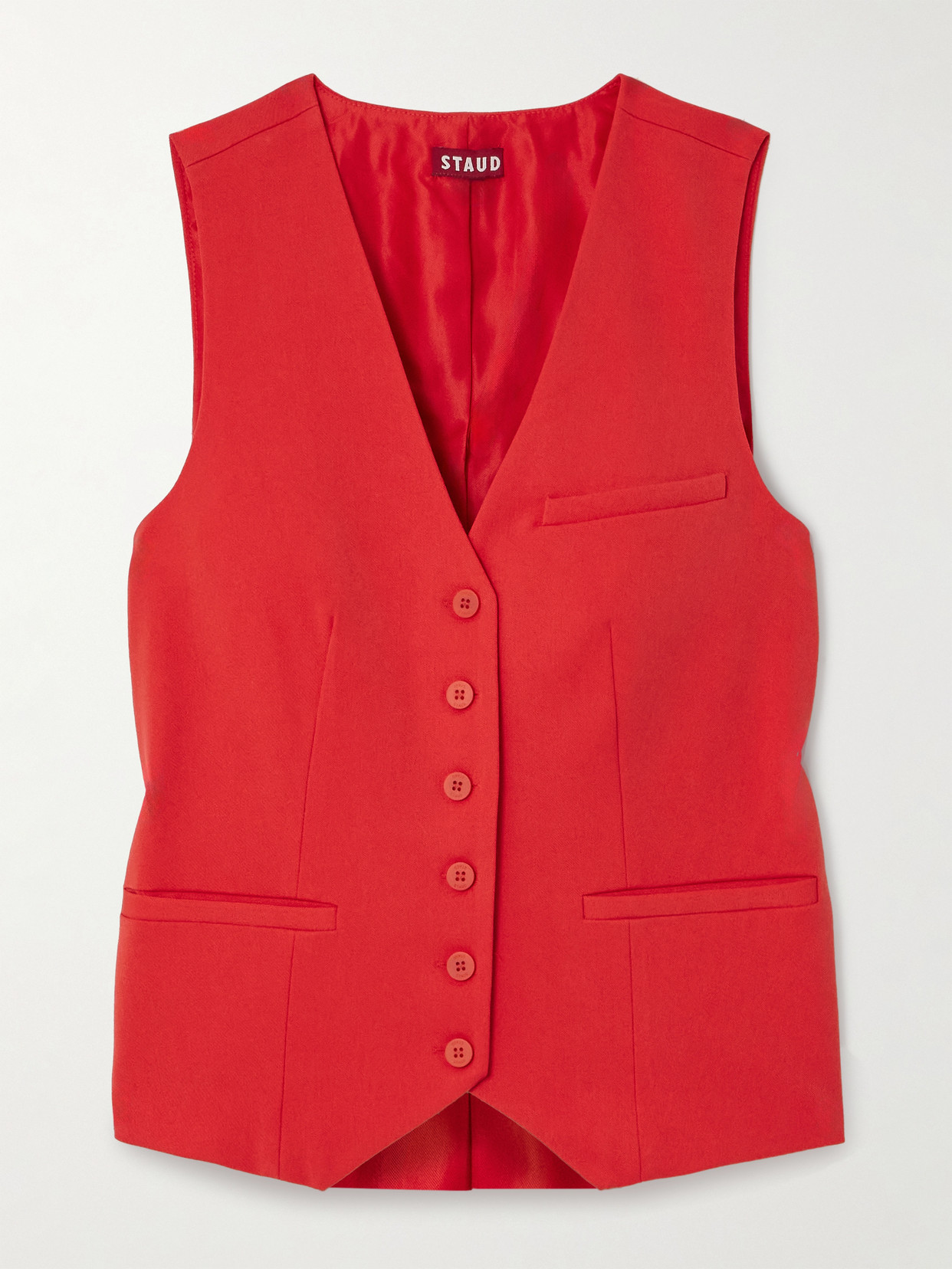 Staud Brett Twill Vest In Red