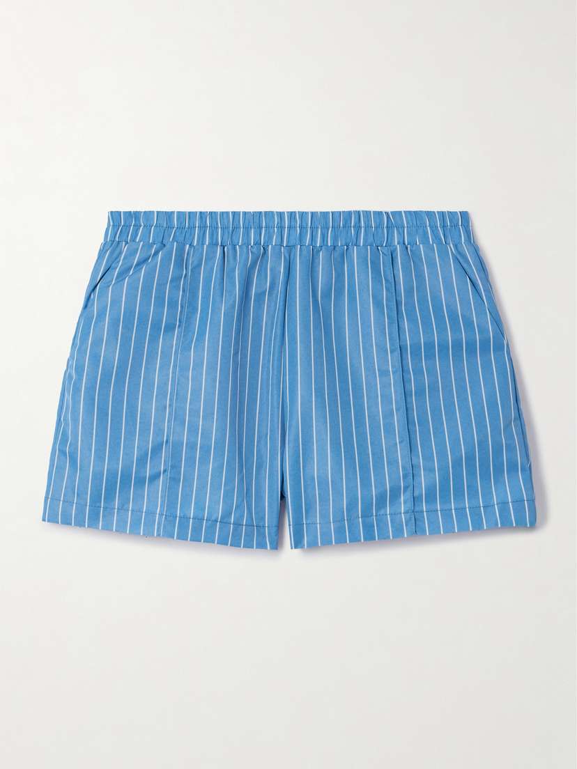 Staud Taurus Paneled Striped Shell Shorts